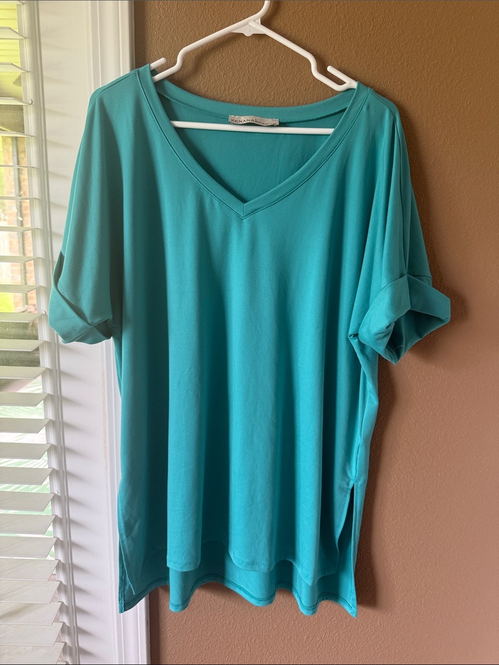 🥳 7/$10! Zenana Outfitters Teal V-Neck Short Sleeve Top